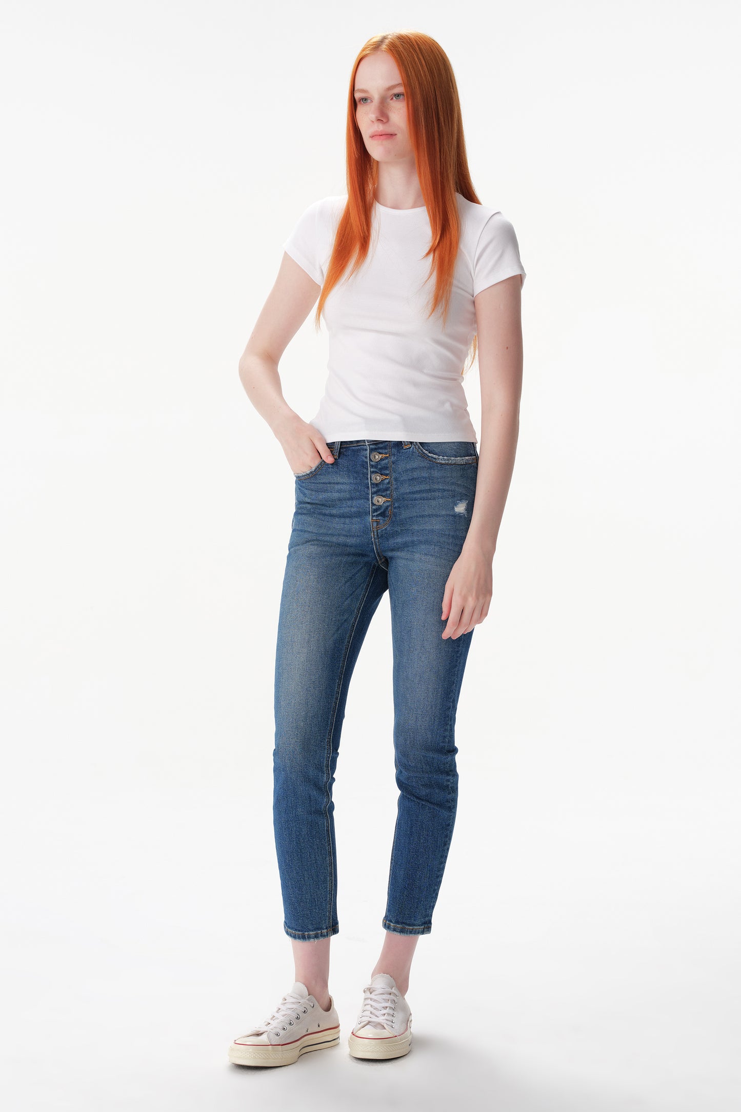 High Rise Skinny Cropped Jeans ESFS630201