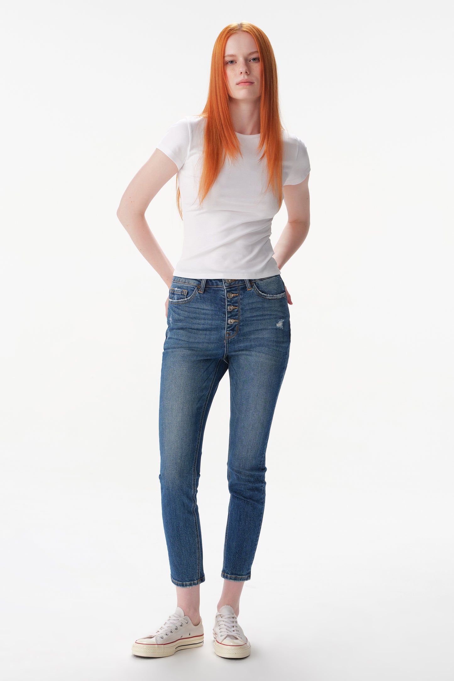 High Rise Skinny Cropped Jeans ESFS630201