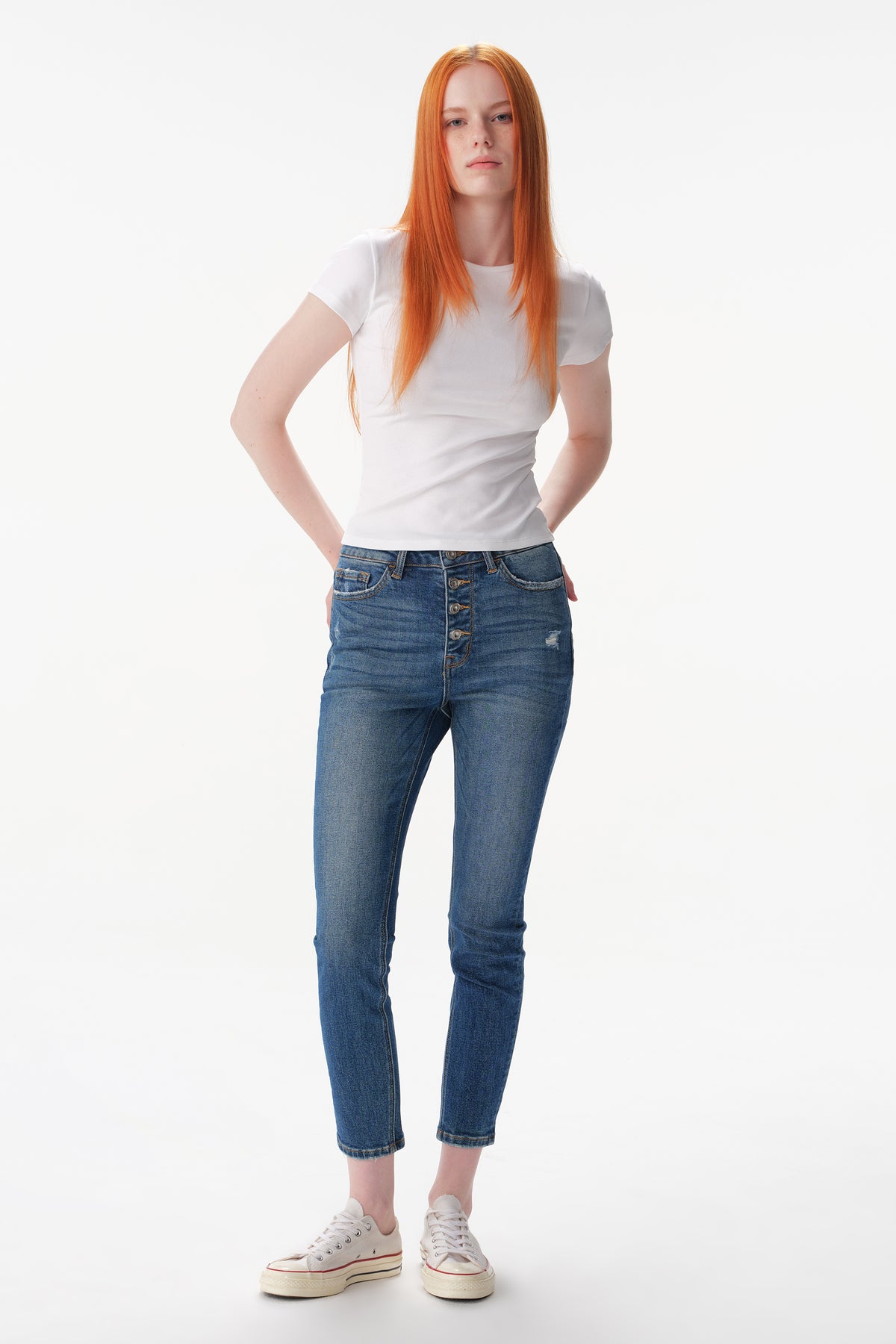 High Rise Skinny Cropped Jeans ESFS630201-P