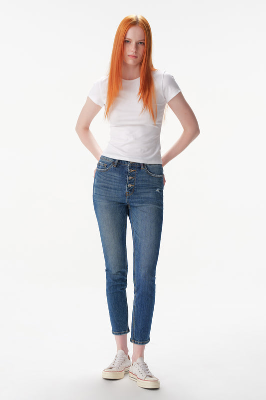 High Rise Skinny Cropped Jeans ESFS630201