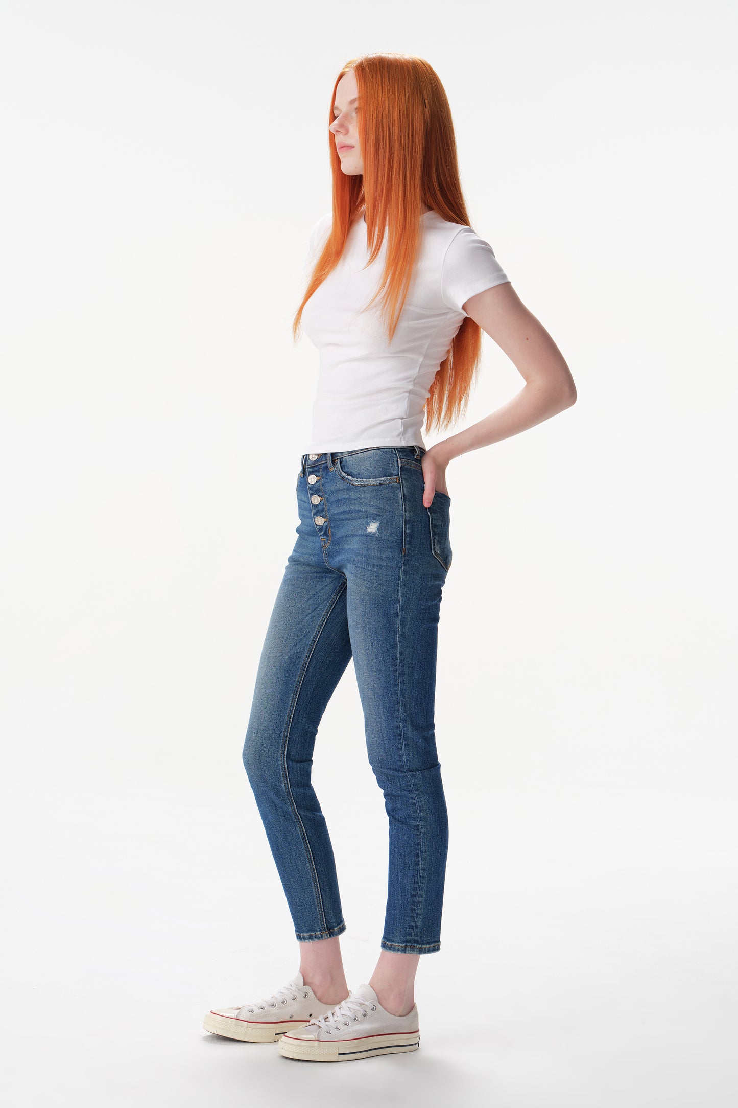 High Rise Skinny Cropped Jeans ESFS630201