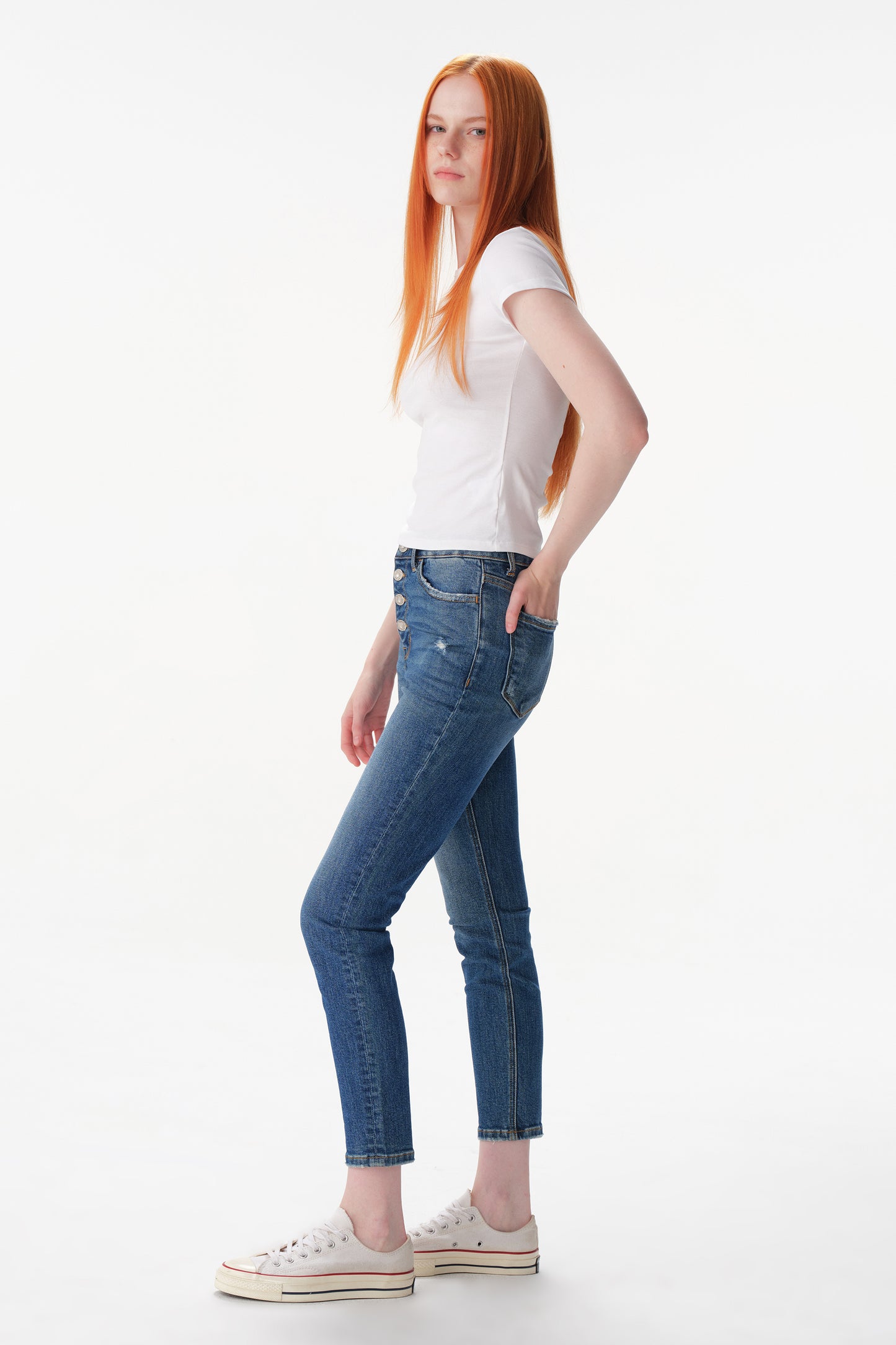 High Rise Skinny Cropped Jeans ESFS630201