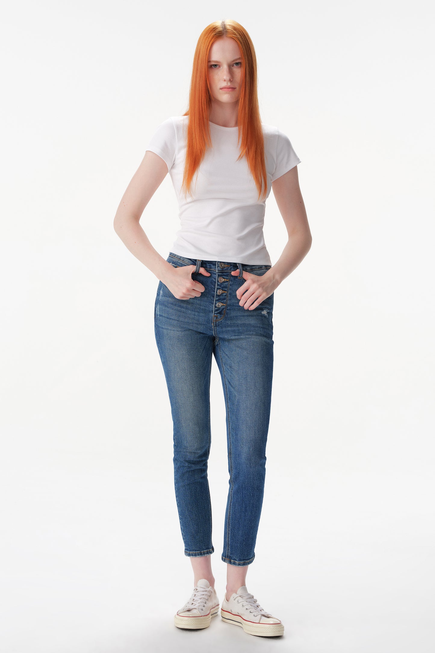 High Rise Skinny Cropped Jeans ESFS630201