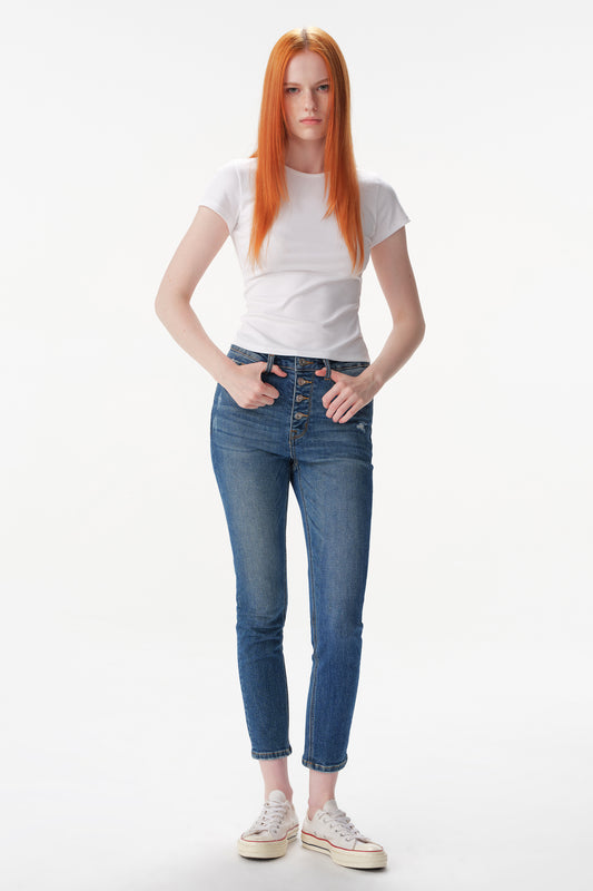 High Rise Skinny Cropped Jeans ESFS630201-P