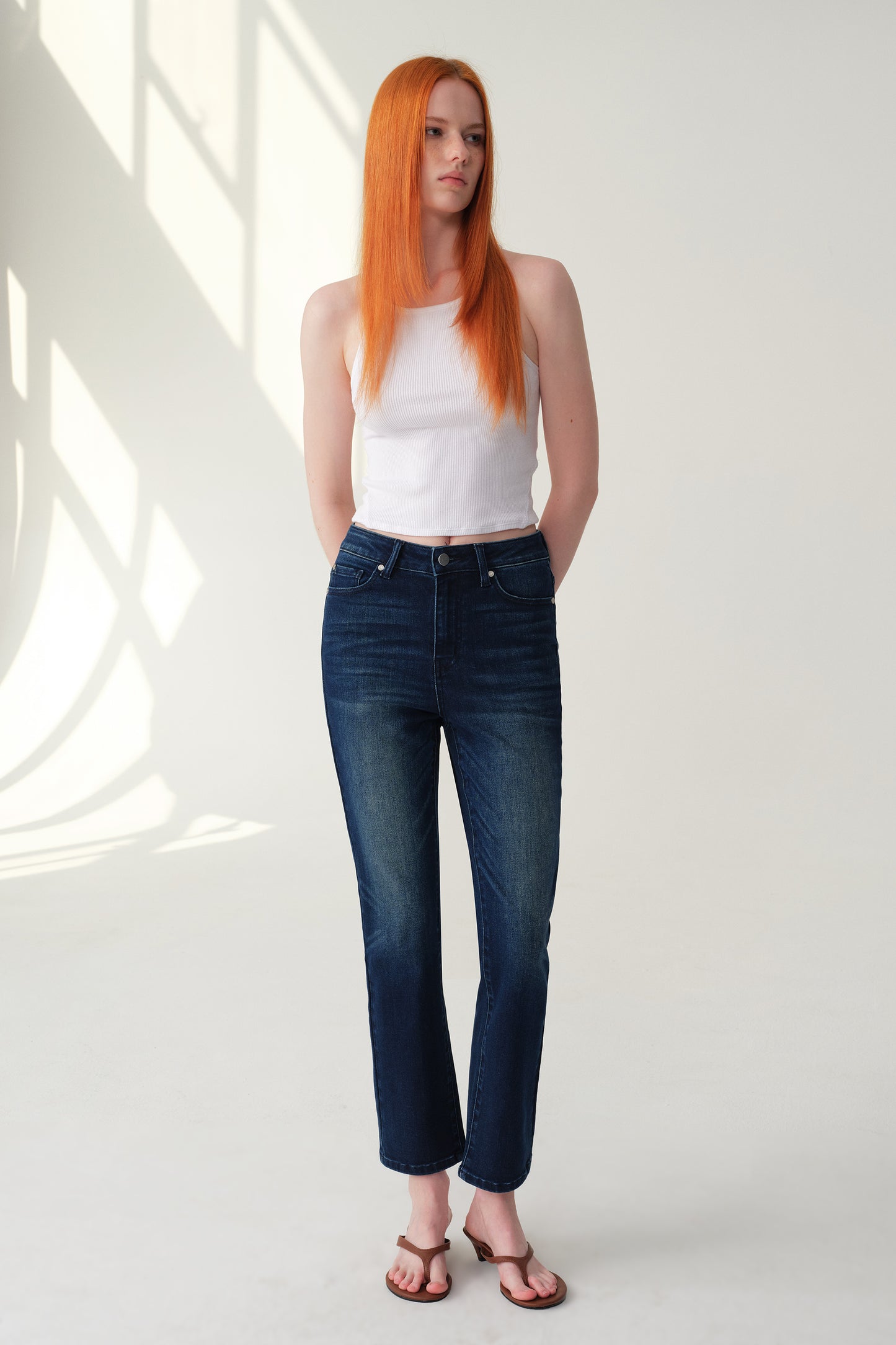 High Rise Straight Cropped Jeans ESFT630506