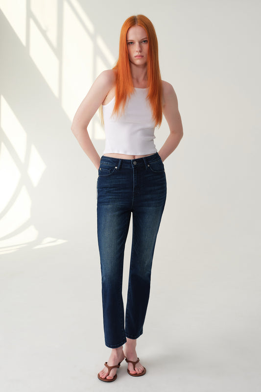 High Rise Straight Cropped Jeans ESFT630506