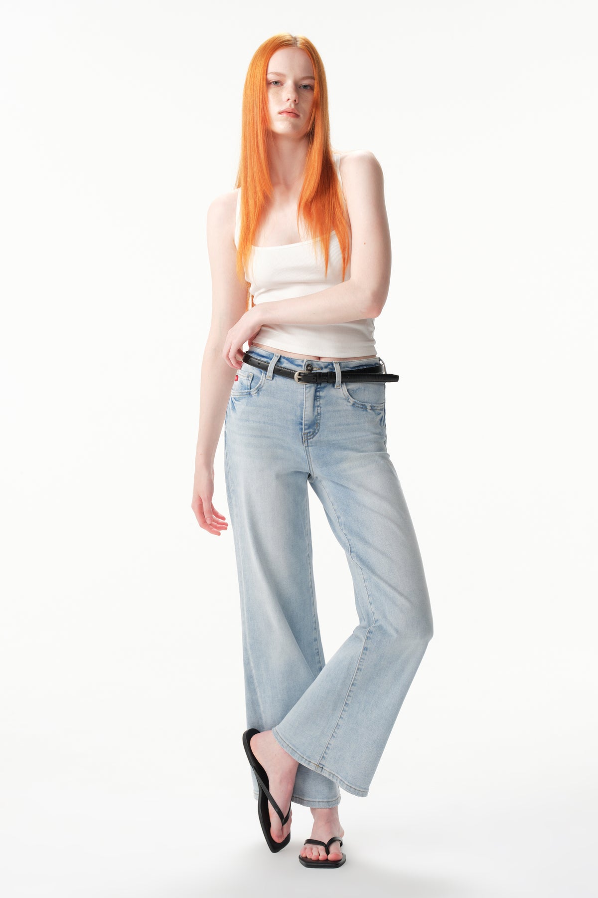 High Rise Wide Leg Ankle Jeans  ESFW620806-P