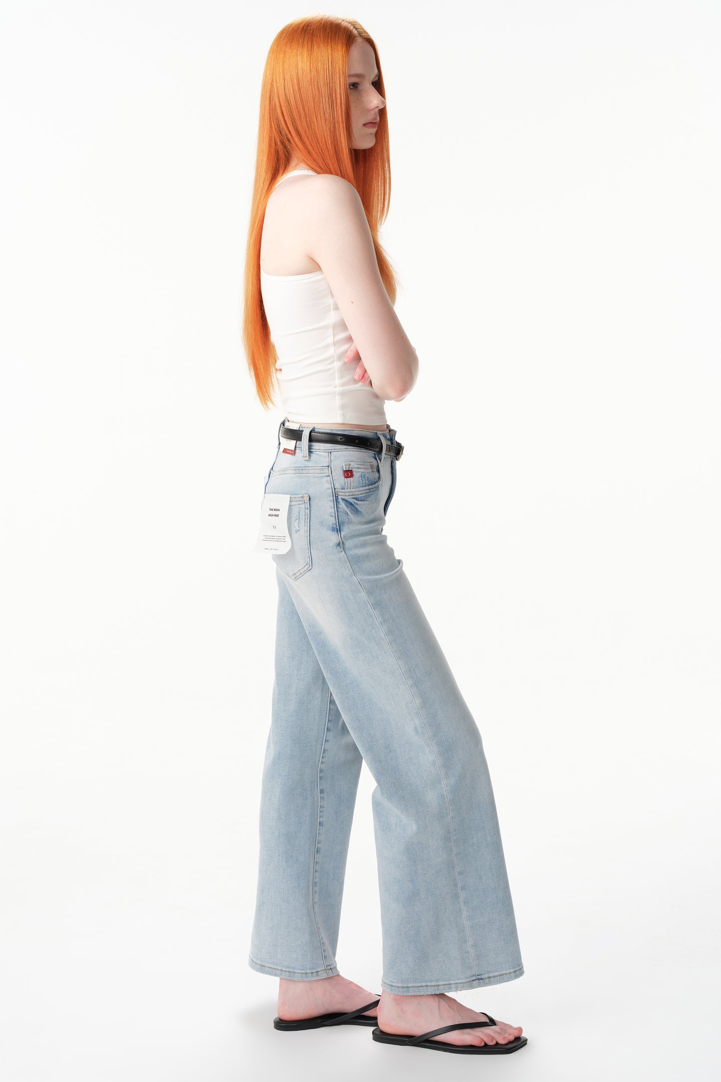 High Rise Wide Leg Ankle Jeans  ESFW620806