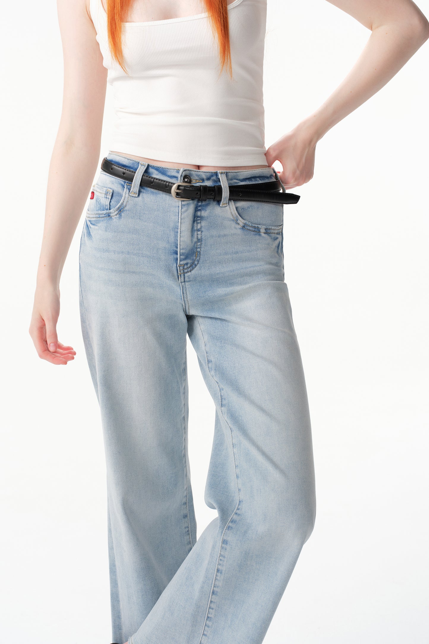 High Rise Wide Leg Ankle Jeans  ESFW620806