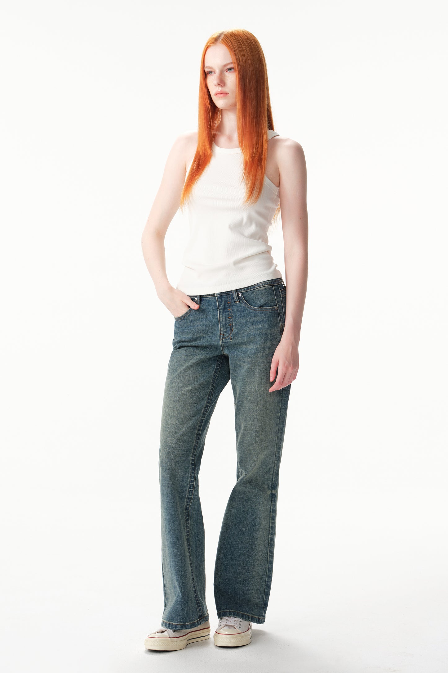 MID RISE BOOTCUT FULL JEANS ESFF640113
