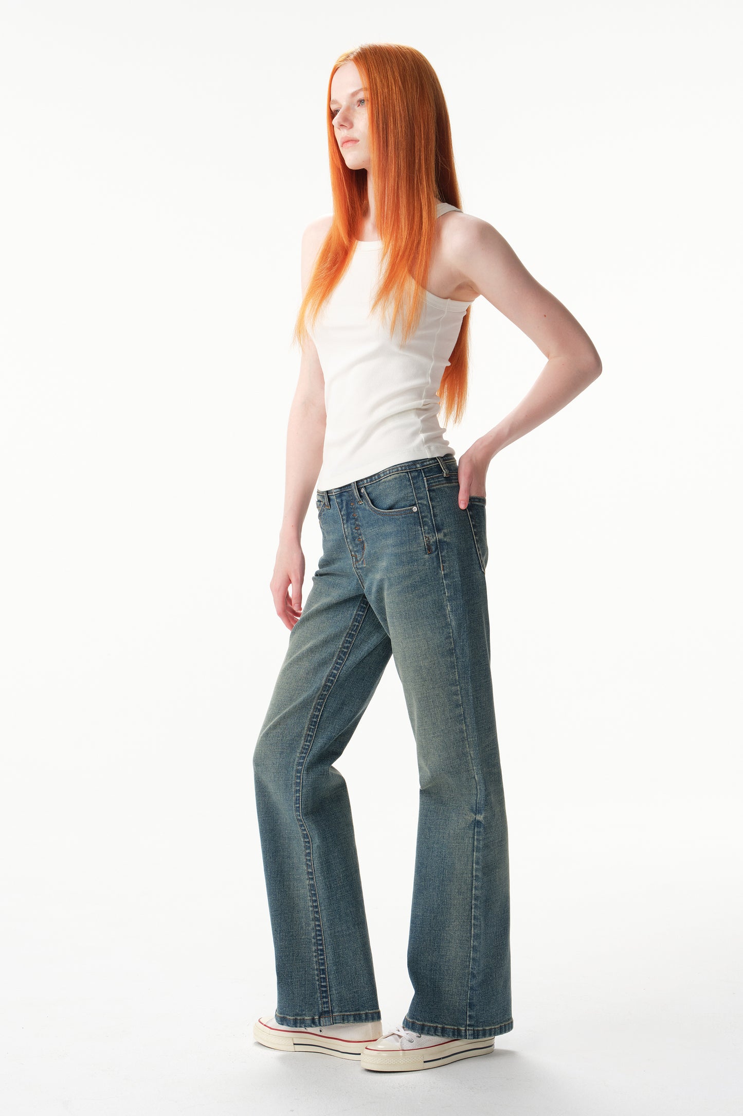 MID RISE BOOTCUT FULL JEANS ESFF640113