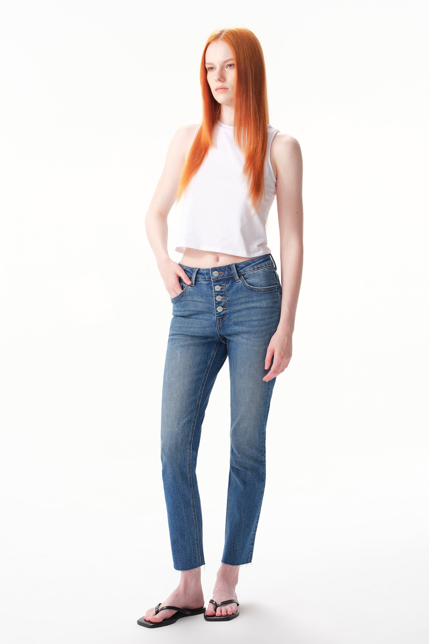 Mid Rise Straight Ankle Jeans ESFT630509