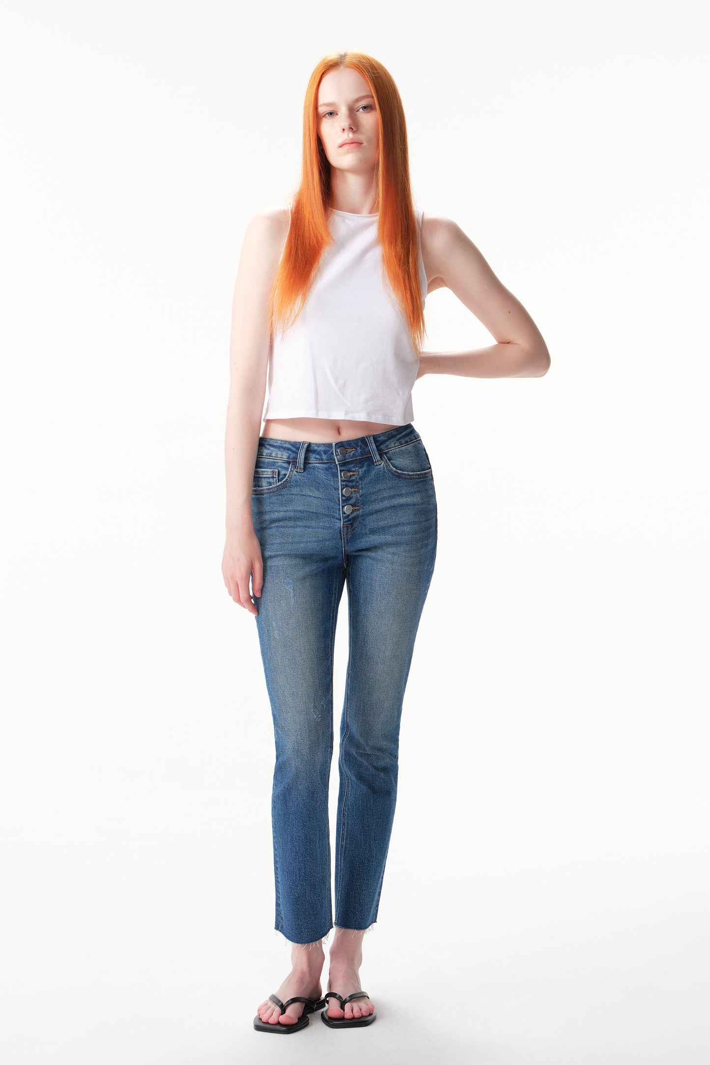 Mid Rise Straight Ankle Jeans ESFT630509