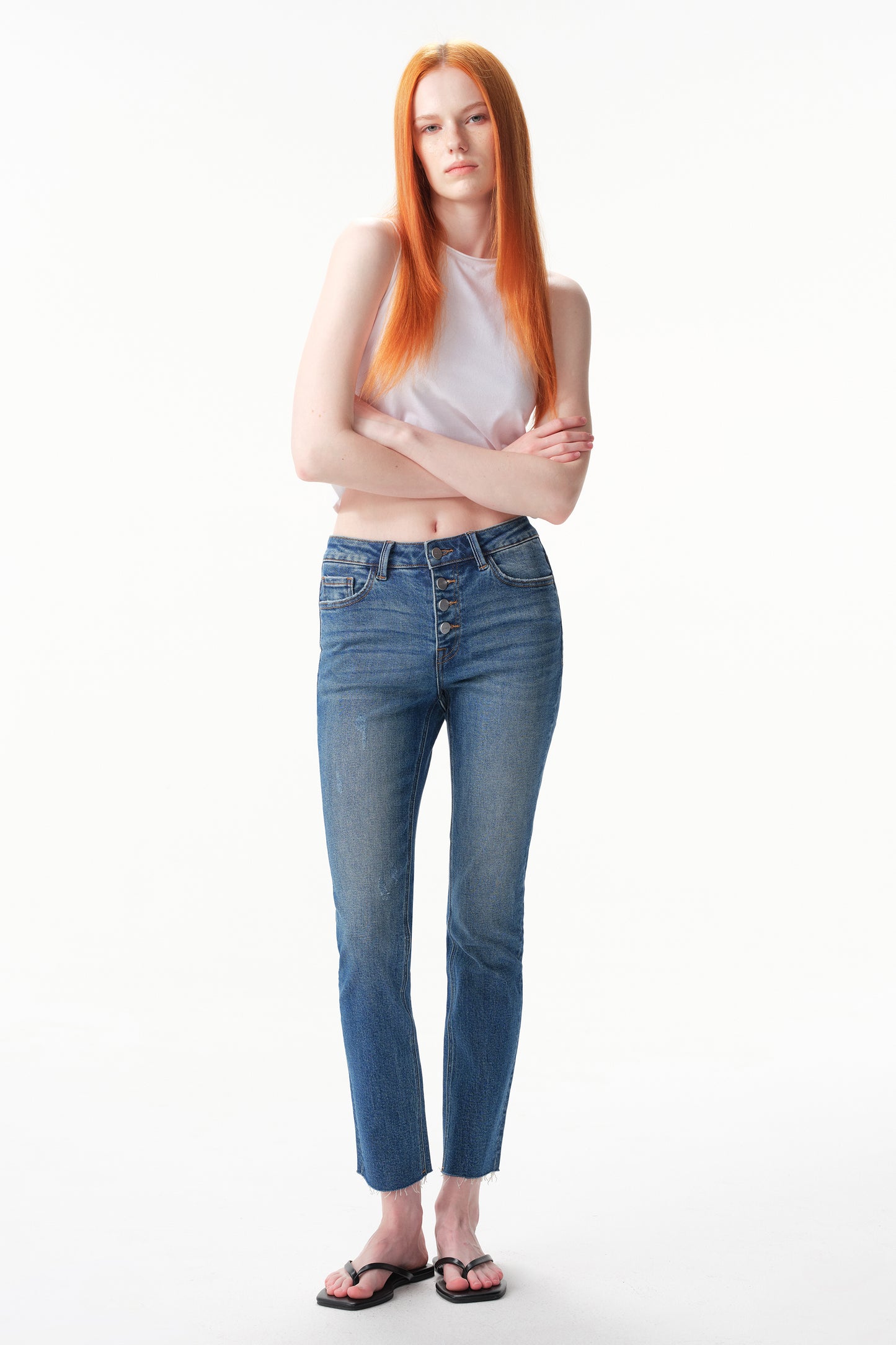 Mid Rise Straight Ankle Jeans ESFT630509