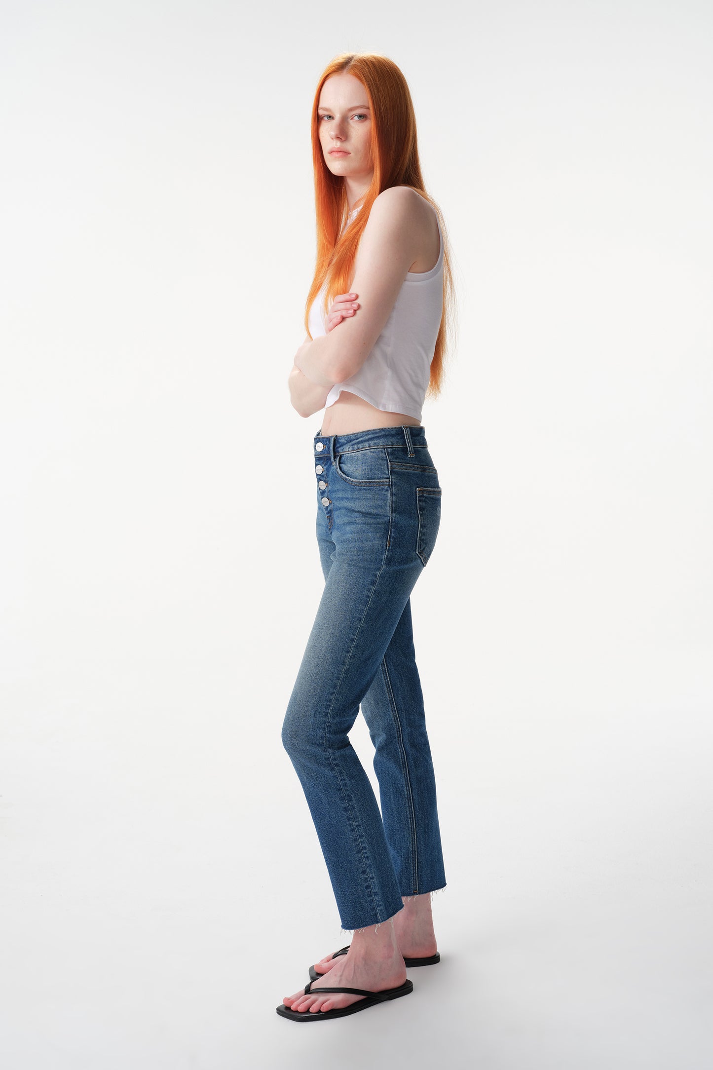 Mid Rise Straight Ankle Jeans ESFT630509