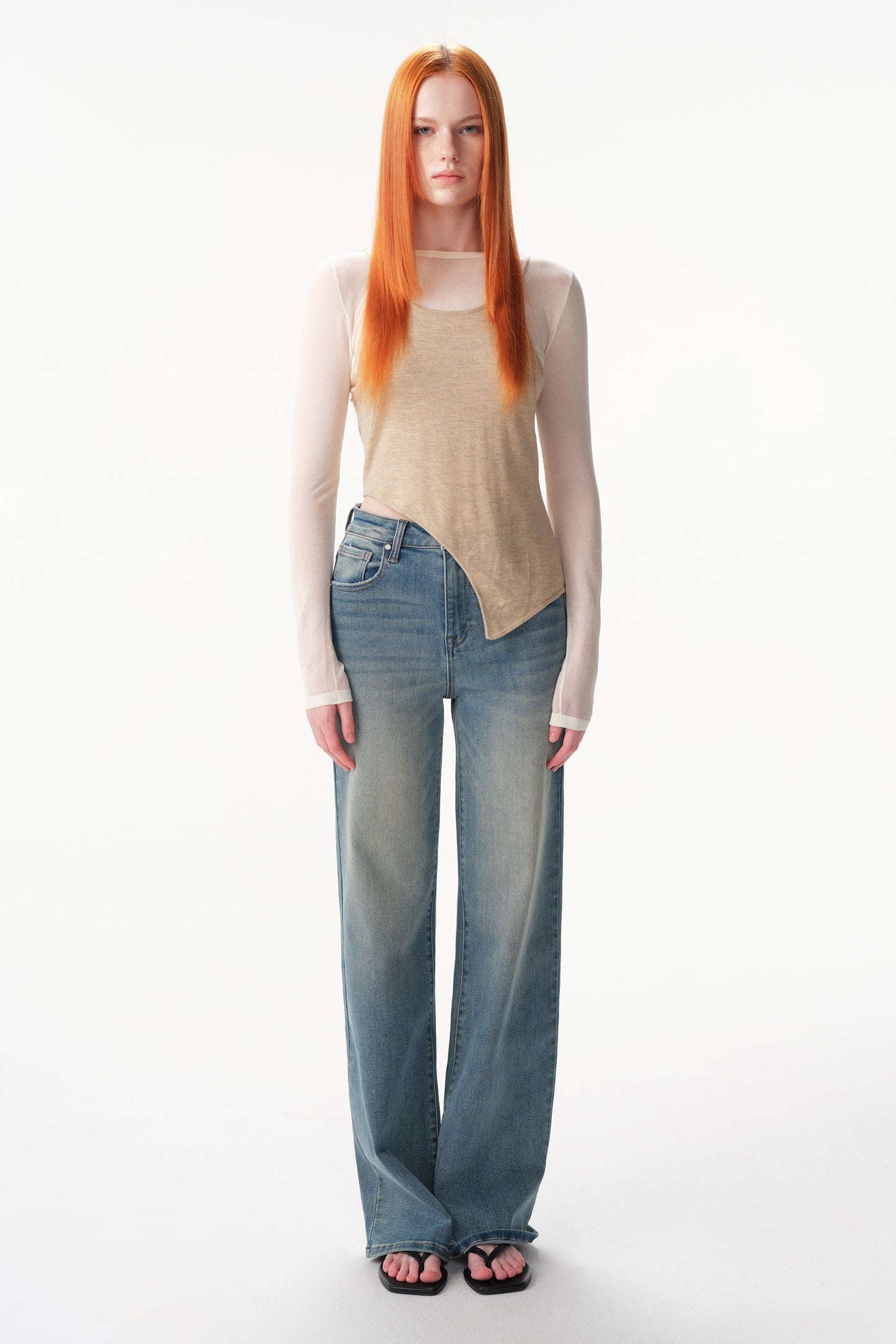 Mid High Rise Wide Leg Tall Jeans ESFW630812
