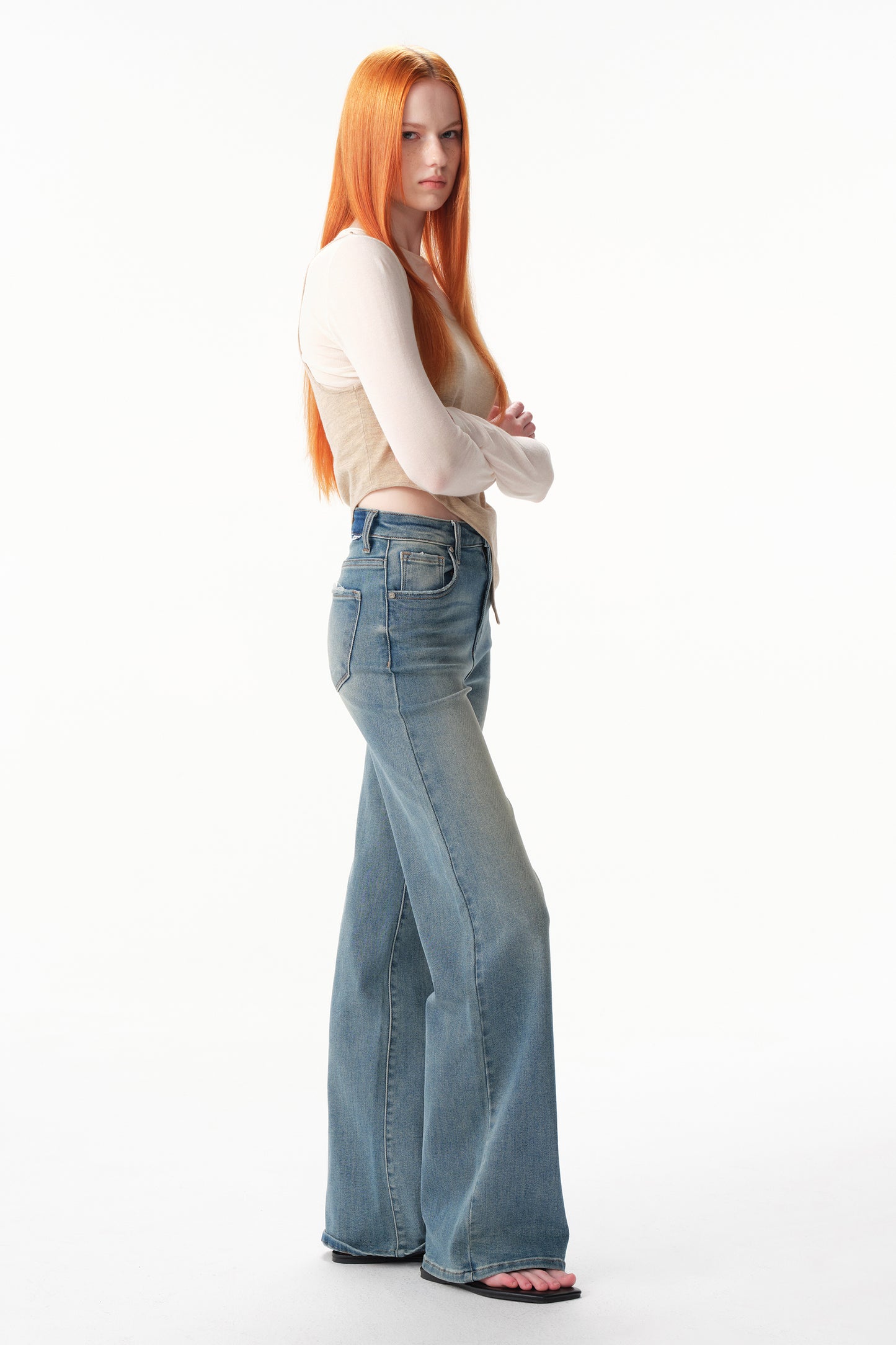 Mid High Rise Wide Leg Tall Jeans ESFW630812