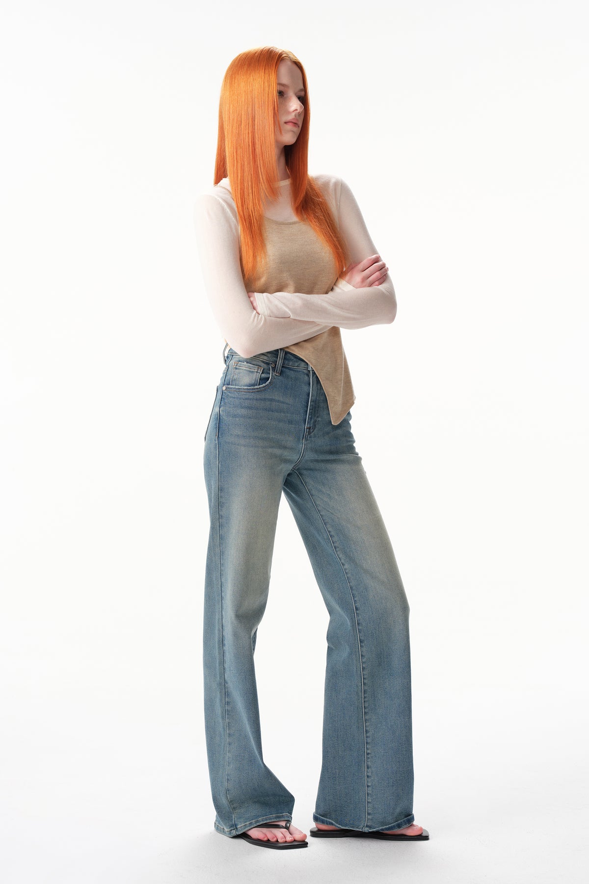 Mid High Rise Wide Leg Tall Jeans ESFW630812-P