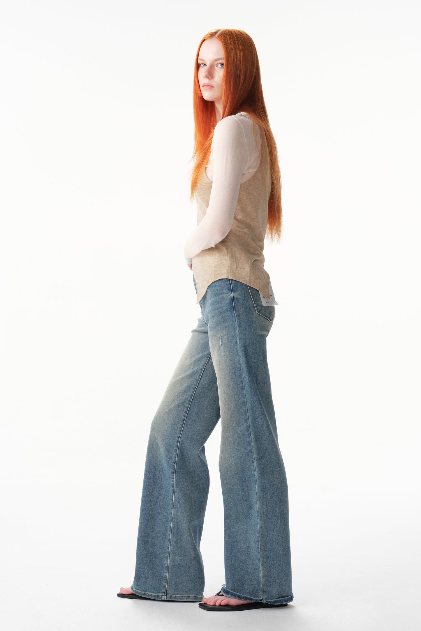 Mid High Rise Wide Leg Tall Jeans ESFW630812