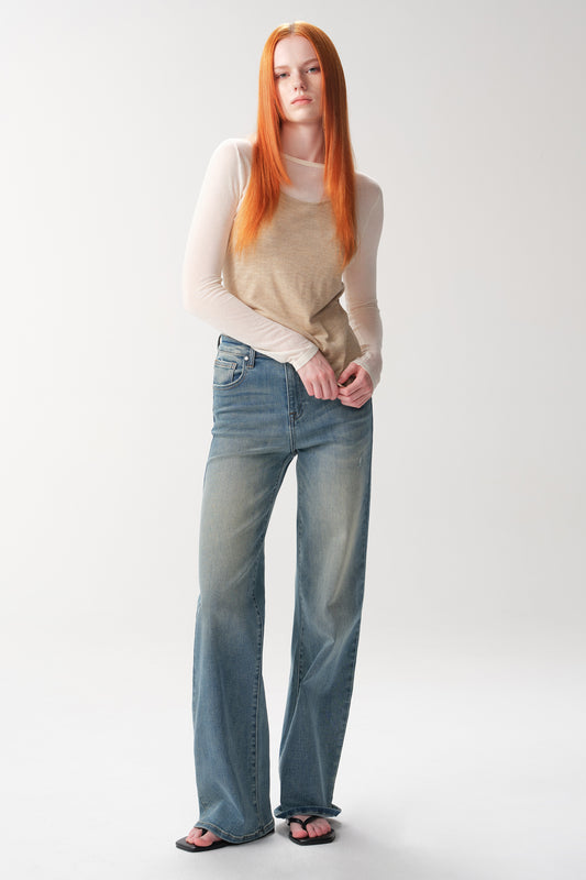 Mid High Rise Wide Leg Tall Jeans ESFW630812