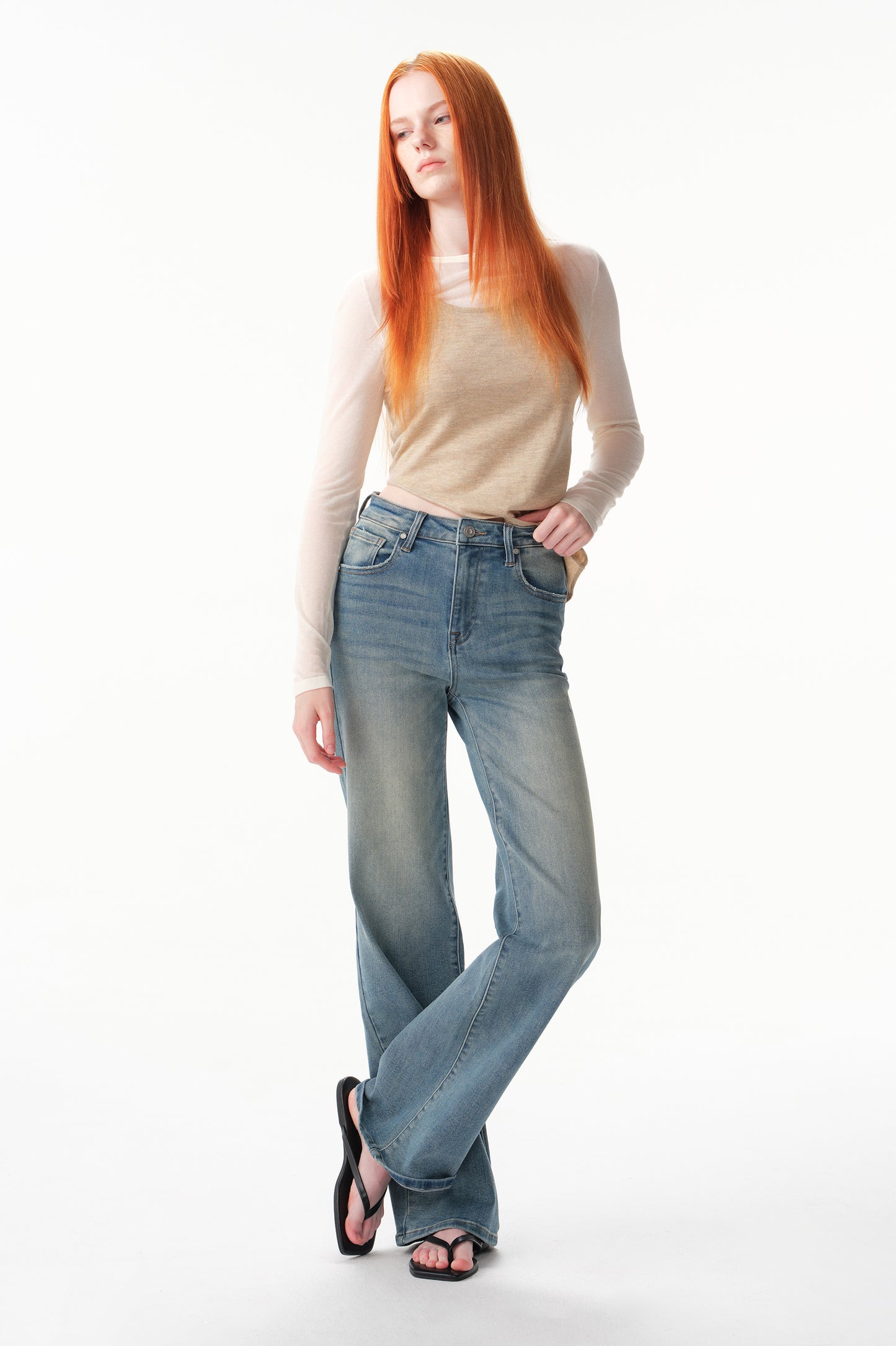 Mid High Rise Wide Leg Tall Jeans ESFW630812