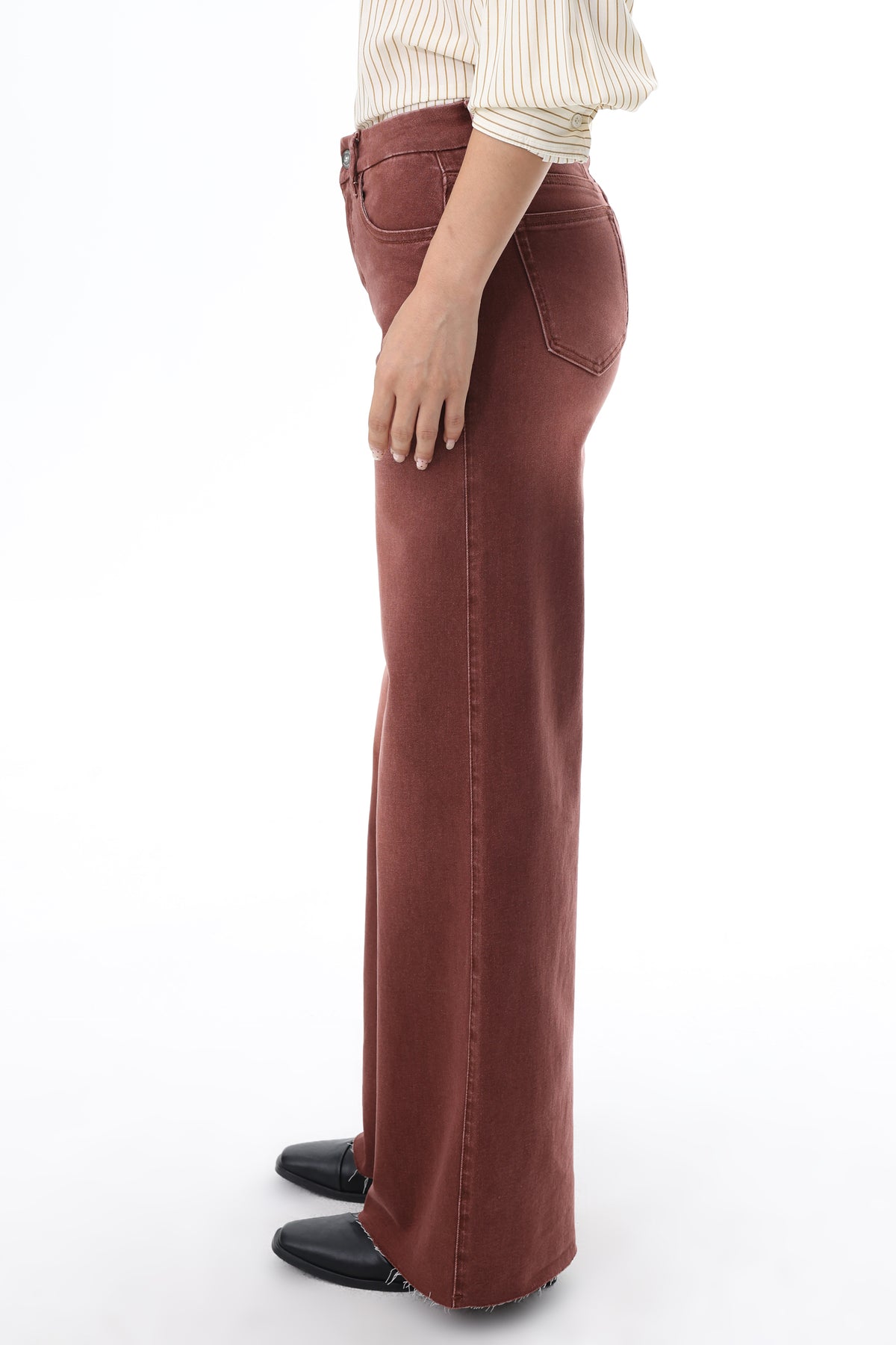 Mid Rise Wide Leg Jeans Raw Hem Vintage Denim OSW8019