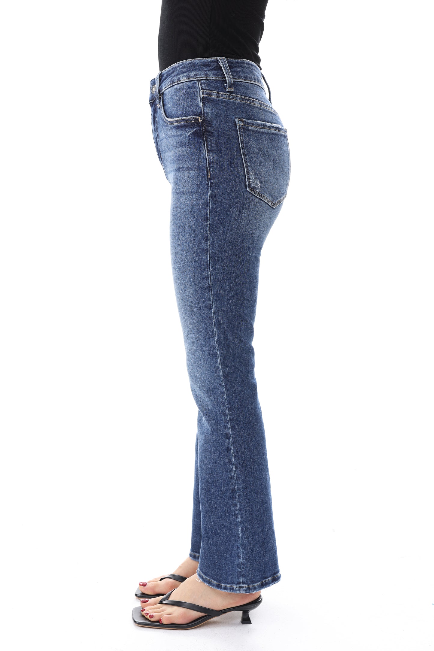 High Rise Bootcut Ankle Jeans ESFF640109