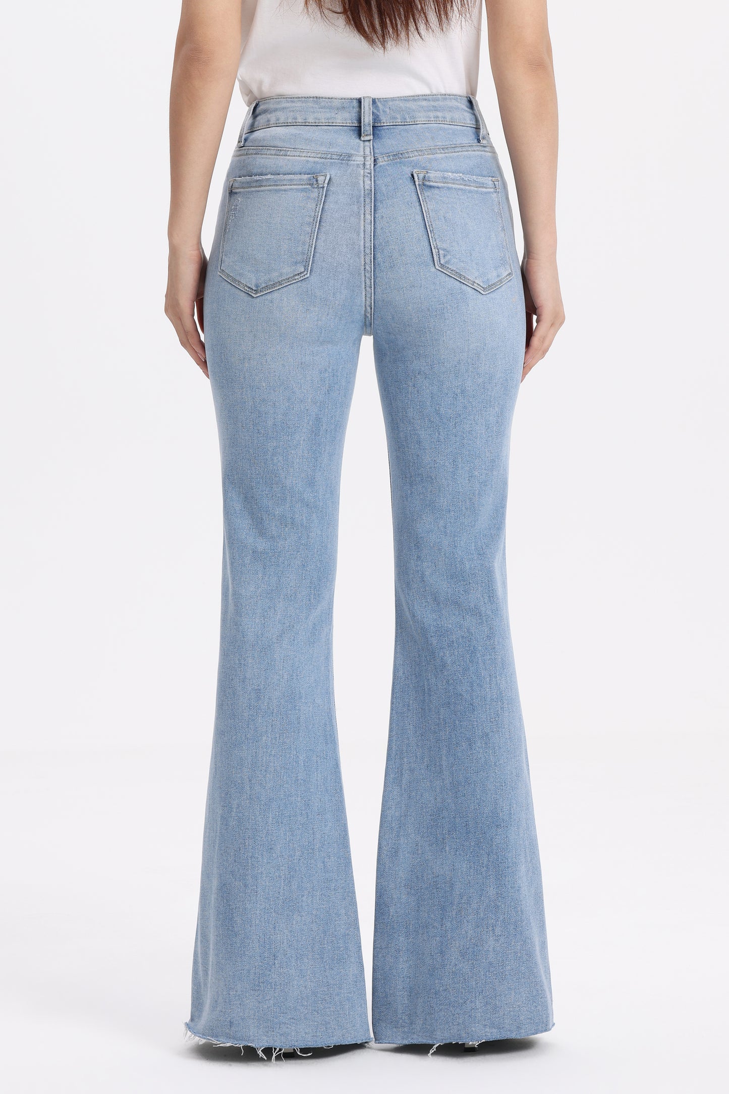 Front Hem Slit High Rise Flare Denim Jeans OSF1145EC