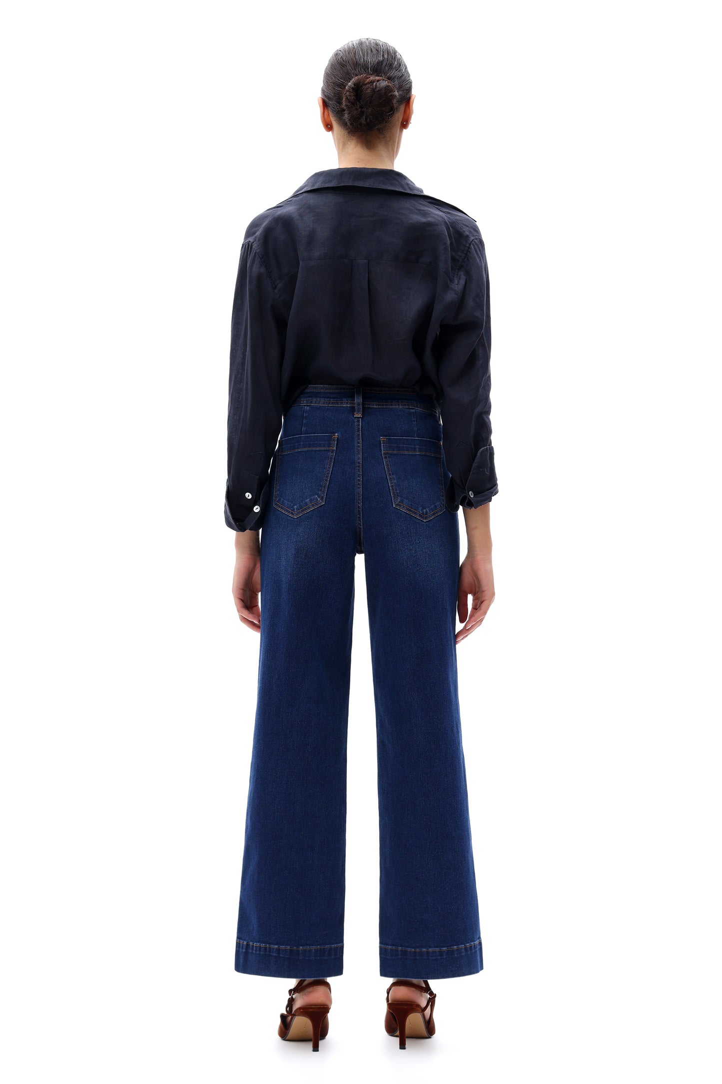 Flowy Silhouette High Rise Wide Leg Relaxed Jeans OSW8016EC