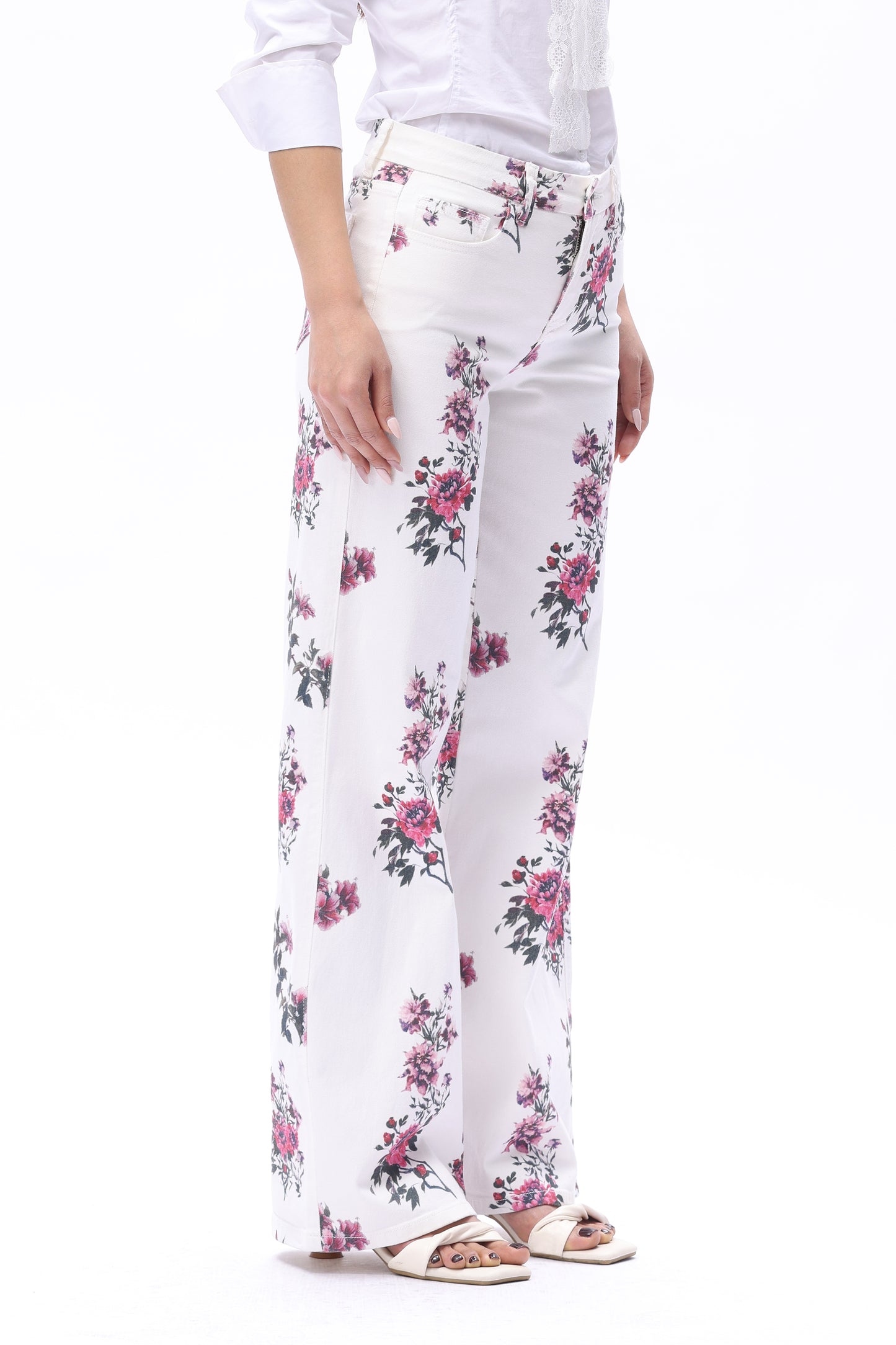 Mid Rise Wide Leg Jeans Raw Hem Vintage Denim OSW8019