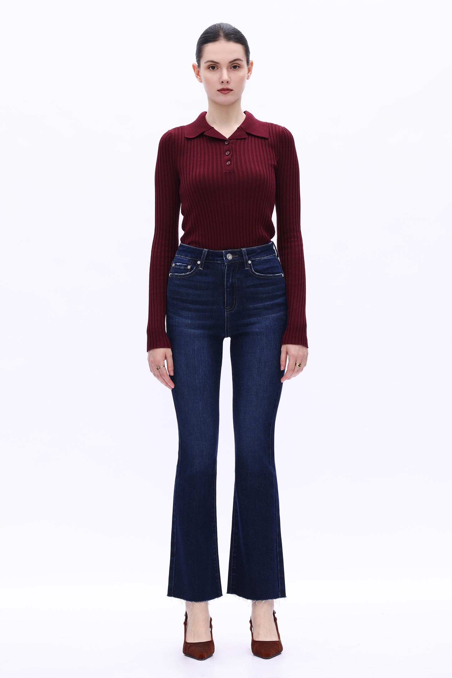 Flattering High Rise Bootcut Flare Denim Jeans OSF1137