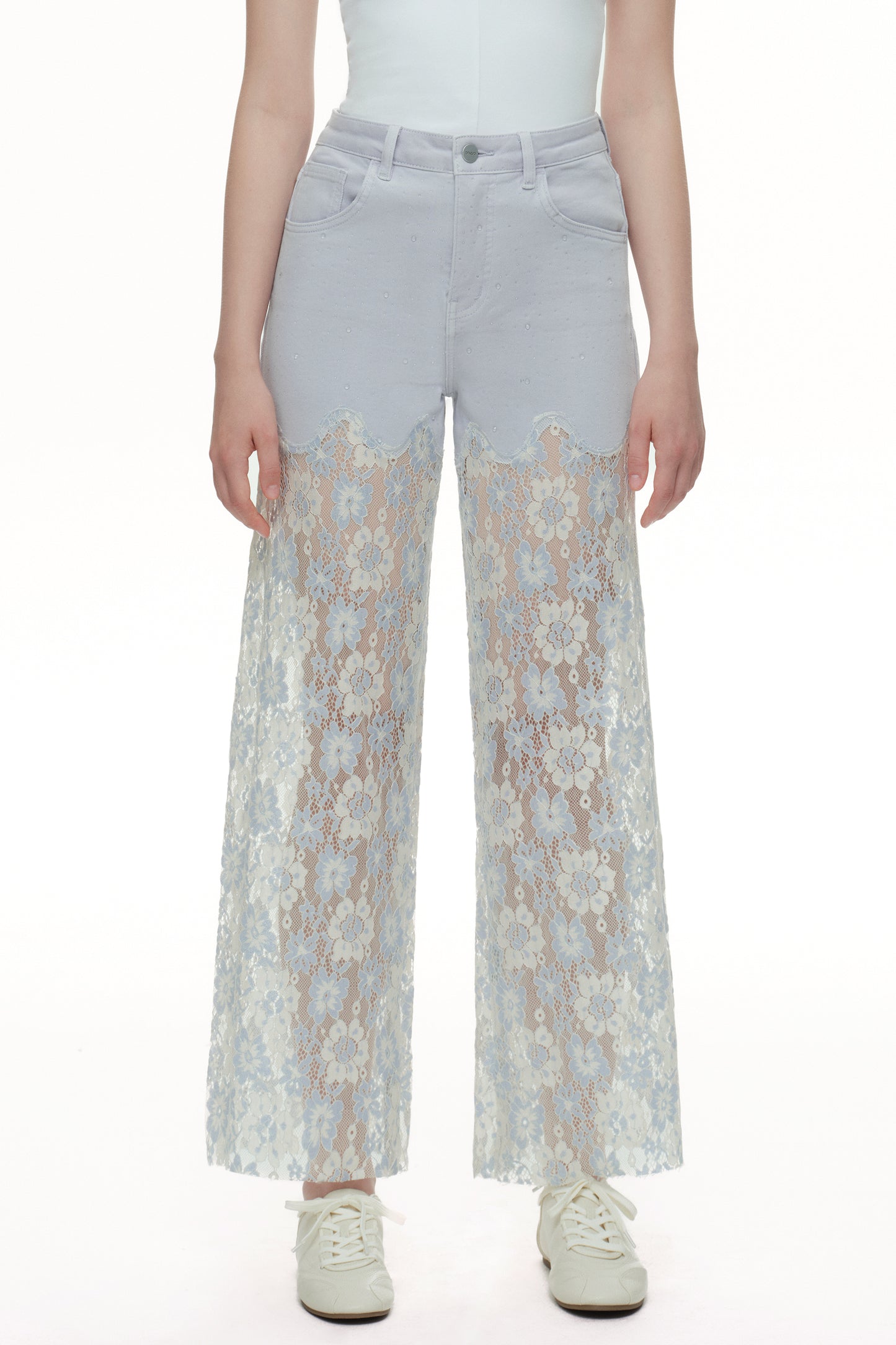 High Rise Lace Pants with Rhinestone OSW8027