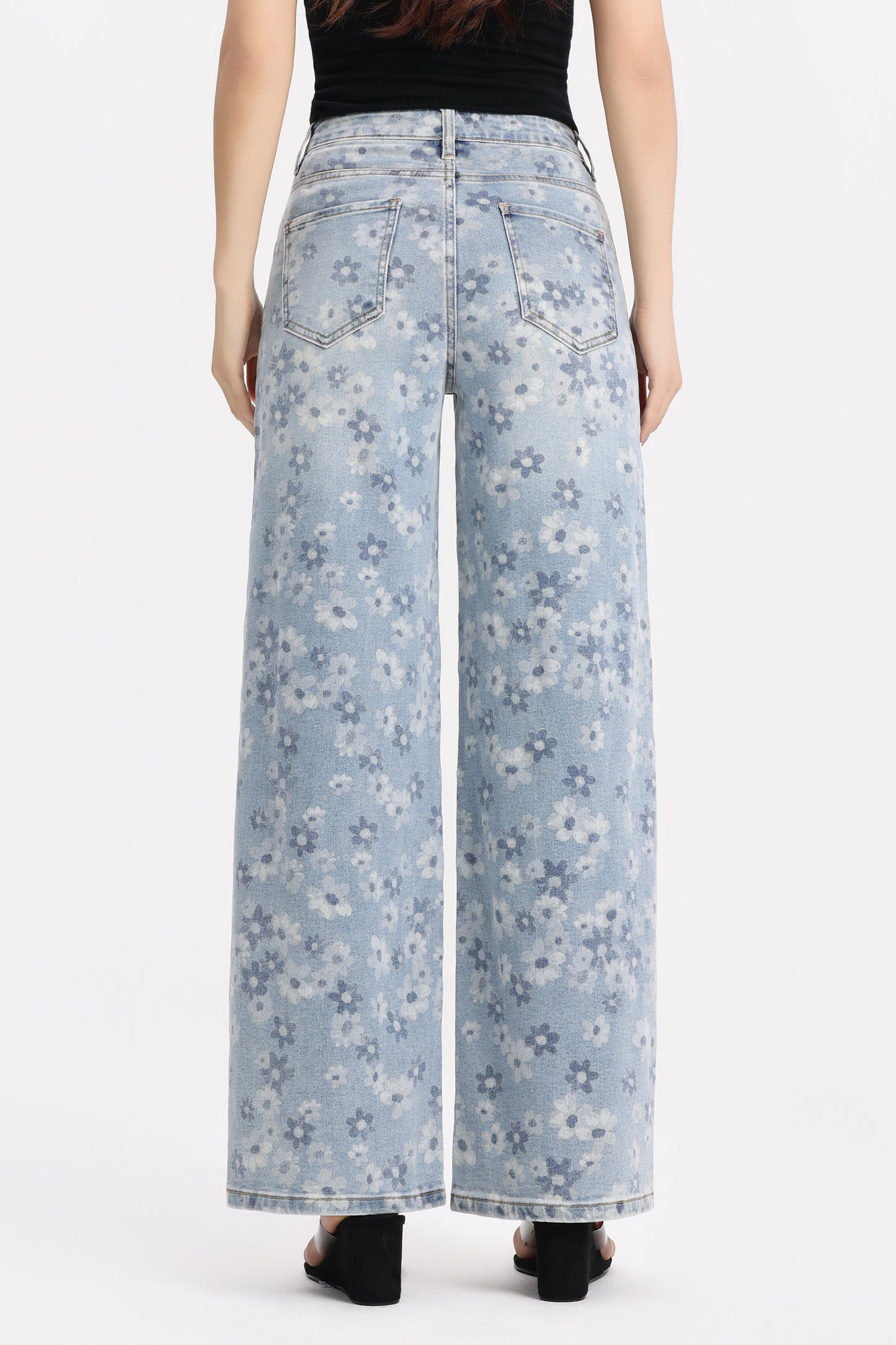 High Rise Baggy Wide Leg Denim Jeans OSW8071