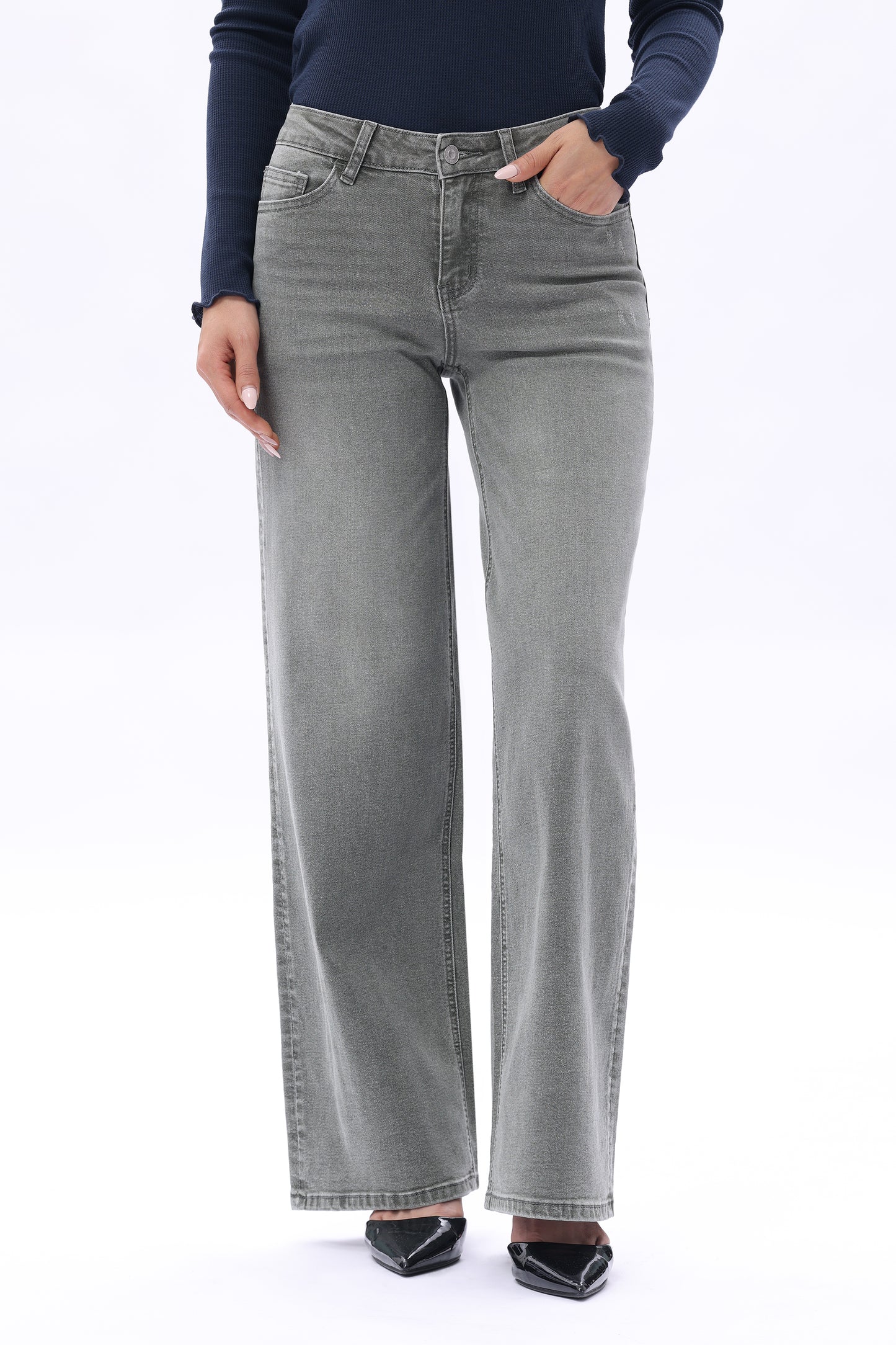 MID RISE BAGGY BBL WIDE LEG DENIM JEANS OSW8001