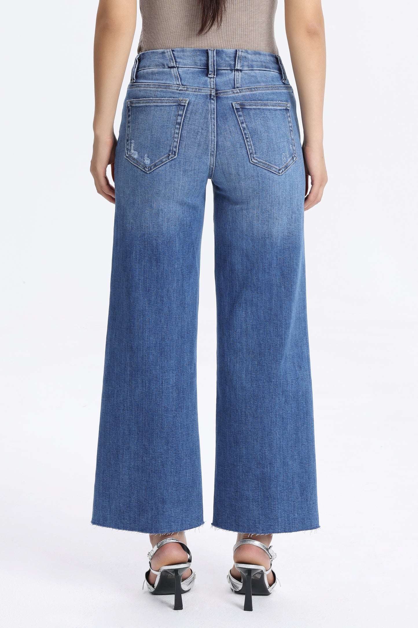 Mid Rise Wide Leg Petite Denim Jeans OSW8019-SP