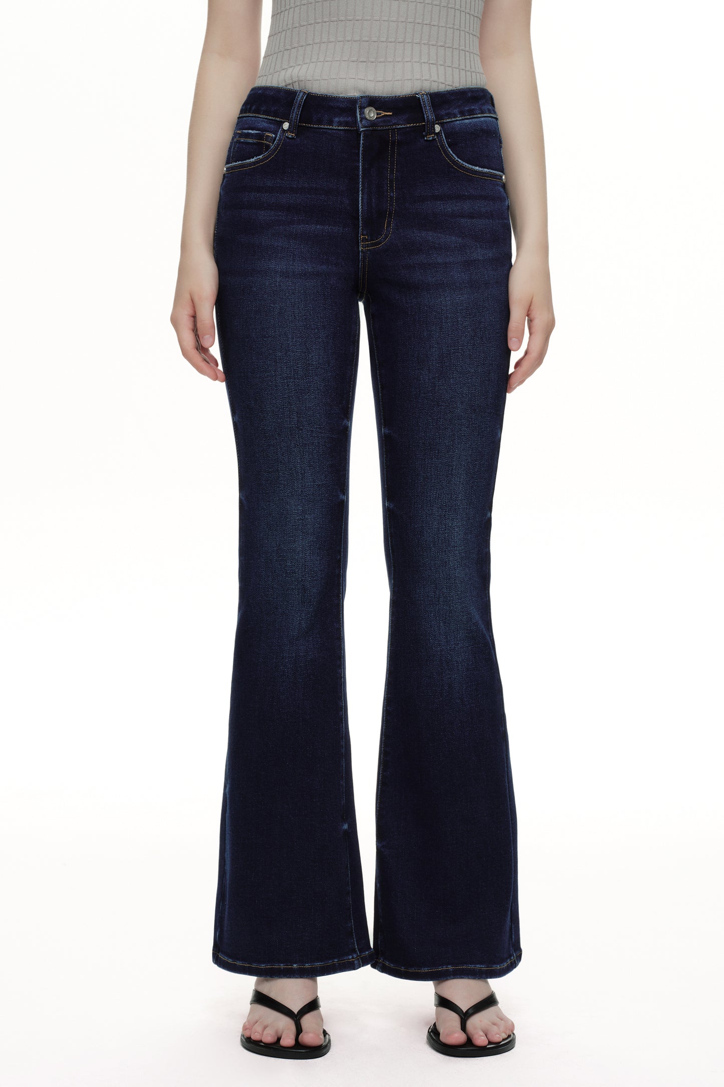 Flattering High Rise Flare Denim Jeans OSF1148EC
