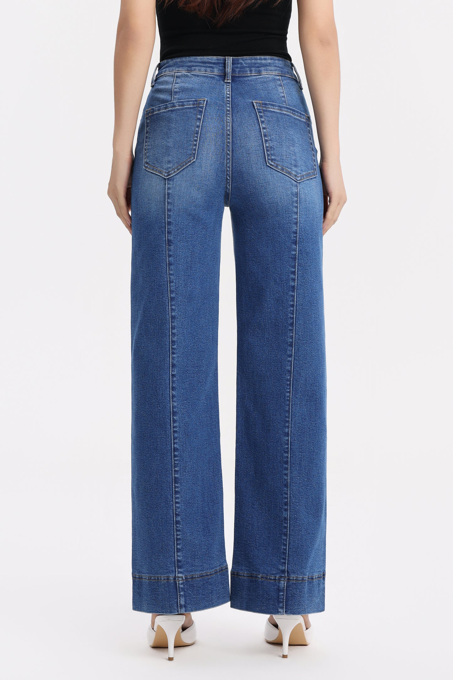Flattering High Rise Wide Leg Denim Jeans OSW8032EC