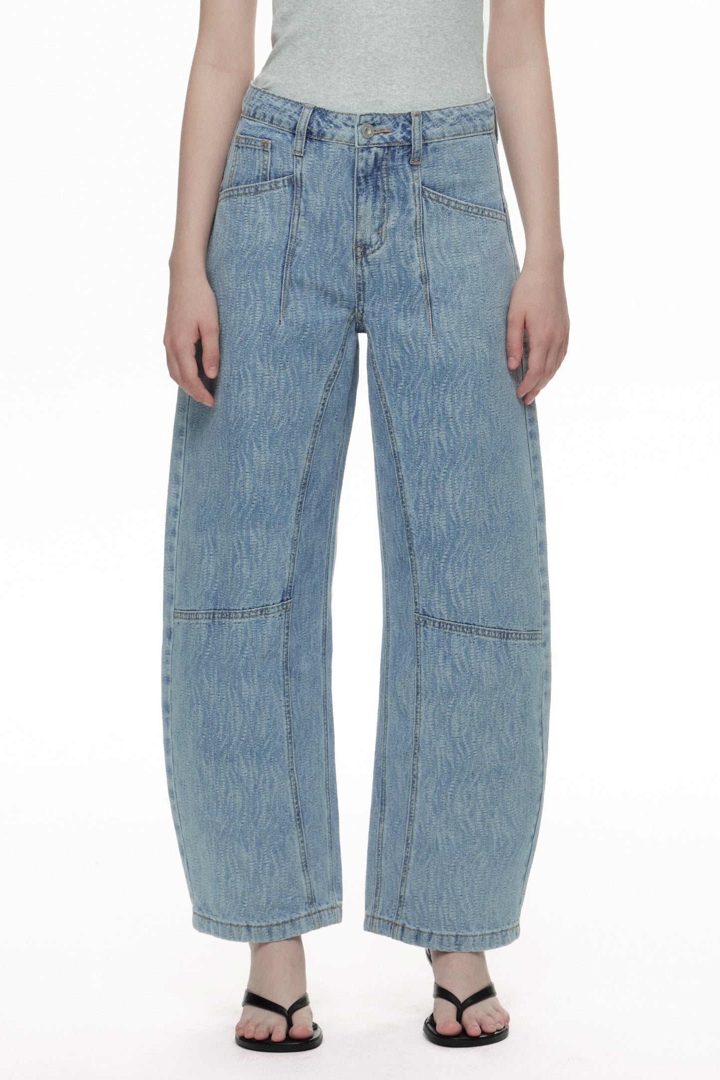Baggy Relaxed High Rise Barrel Ankle Jeans OSOX014