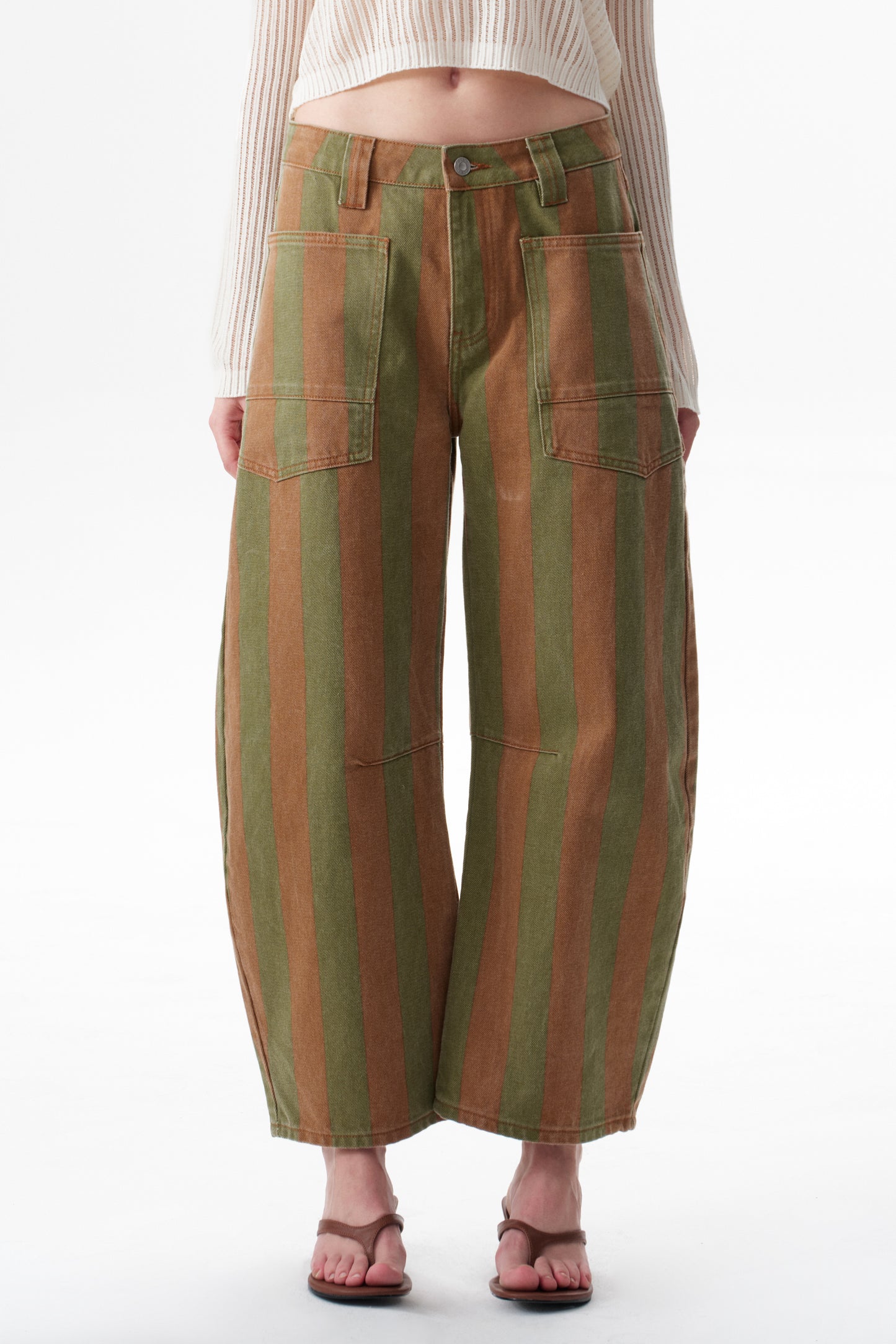 Baggy Bohemia Mid Rise Barrel Print Pants OSOX011