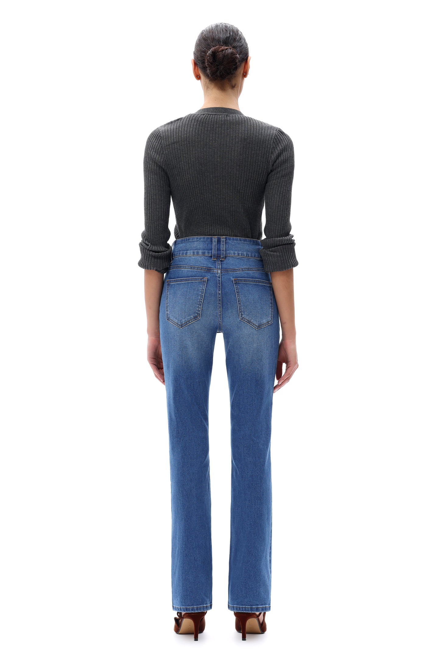 Mid Rise Bootcut Flare Leg Denim Jeans OSF1141EC