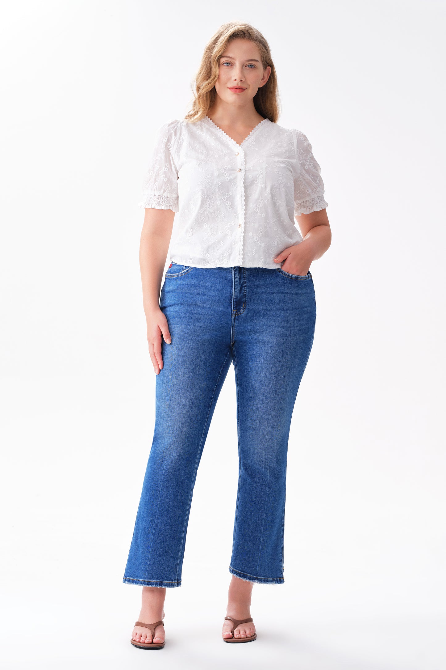 HIGH RISE STRAIGHT CROPPED JEANS ESFT630508-P