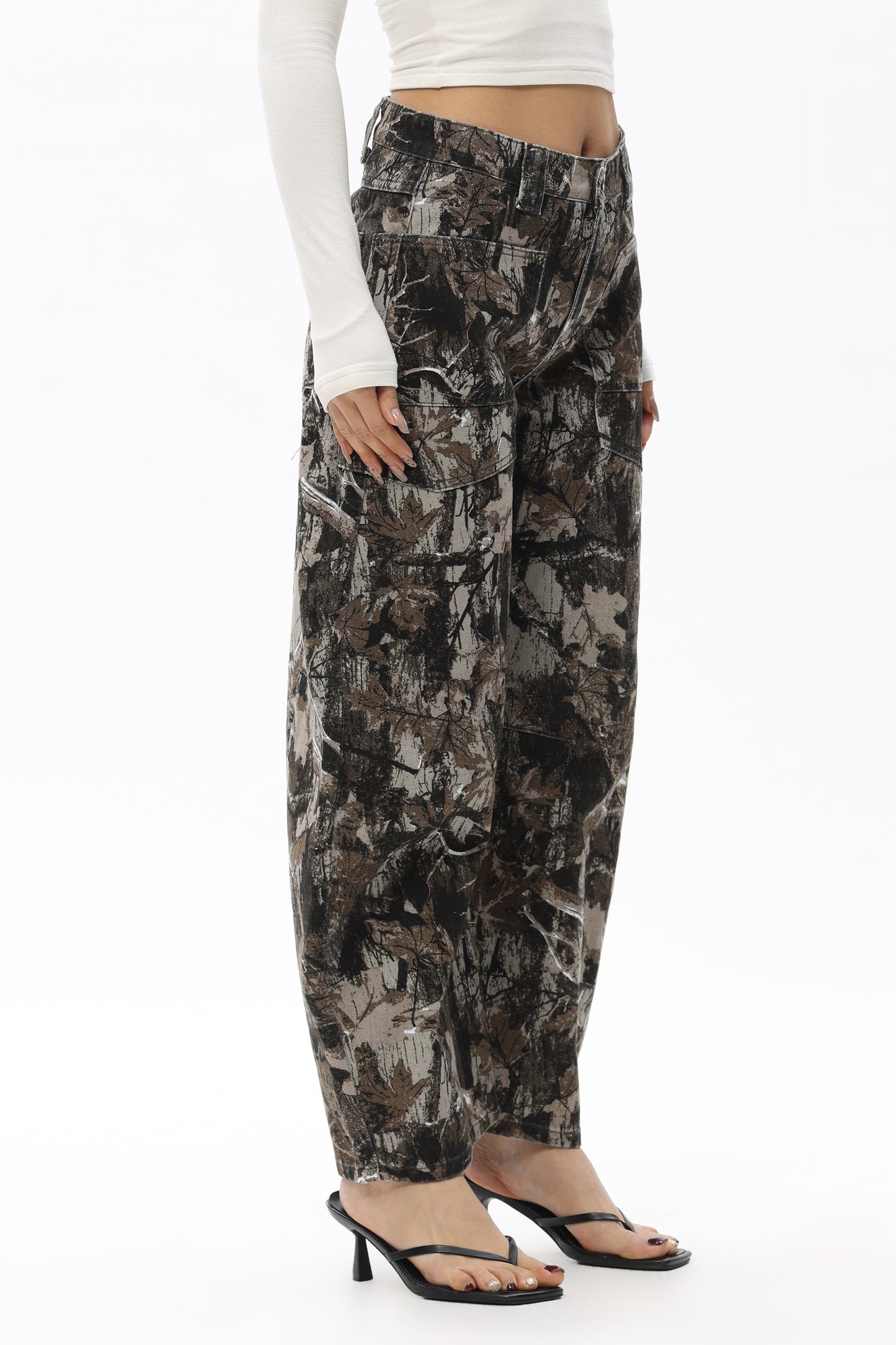 Baggy Bohemia Mid Rise Barrel Print Pants OSOX011
