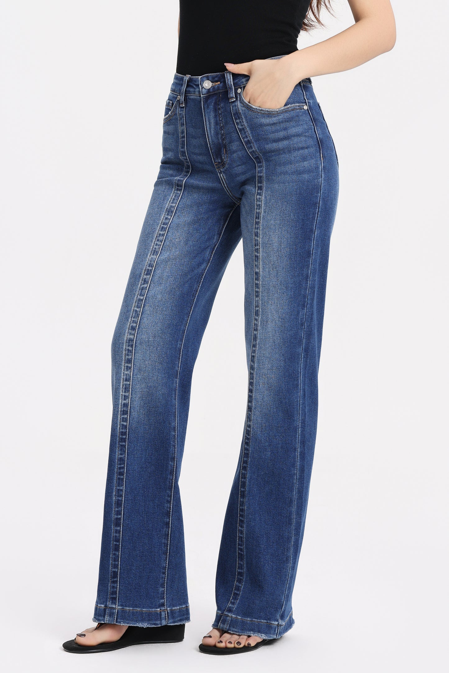 High Rise Relaxed Wide Leg Denim Jeans OSF1146EC