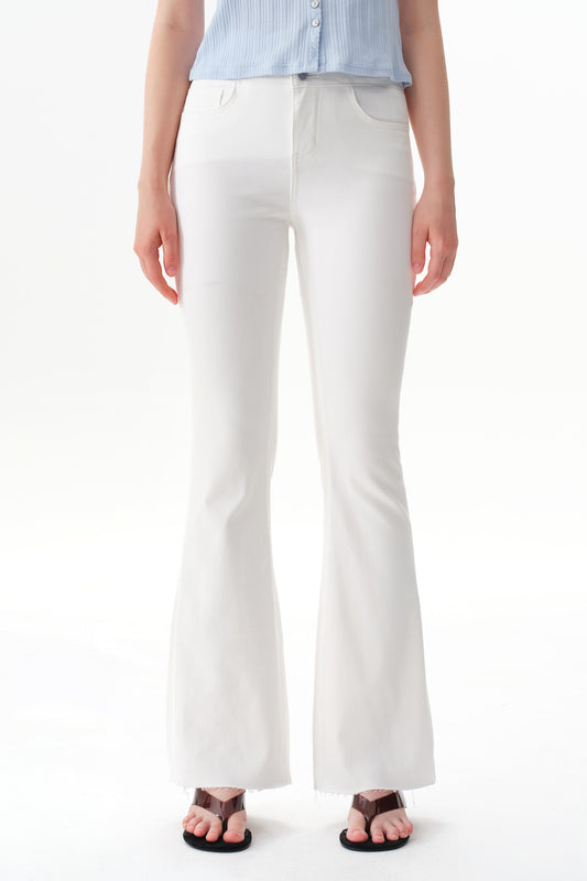 Button Fly High Waist Flare Bell Bottom Jeans OSF1078