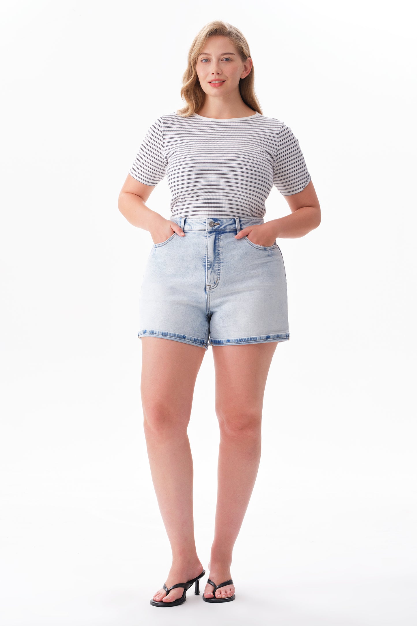 Plus High Rise Denim Shorts OSH6018-P
