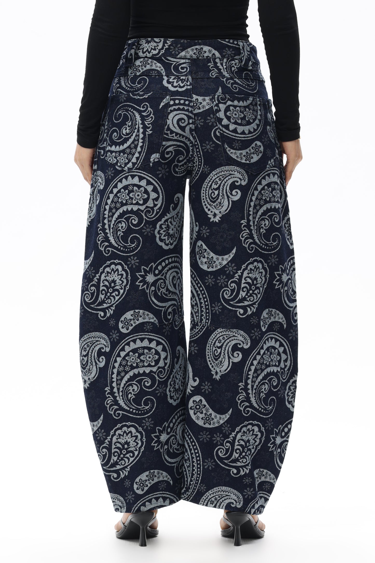 Baggy Bohemia Mid Rise Barrel Print Pants OSOX011