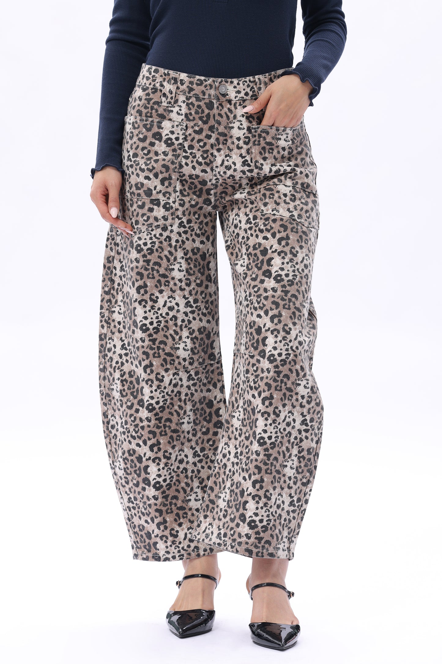Baggy Bohemia Mid Rise Barrel Print Pants OSOX011