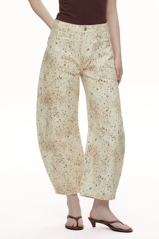 Baggy Bohemia Mid Rise Barrel Print Pants OSOX011