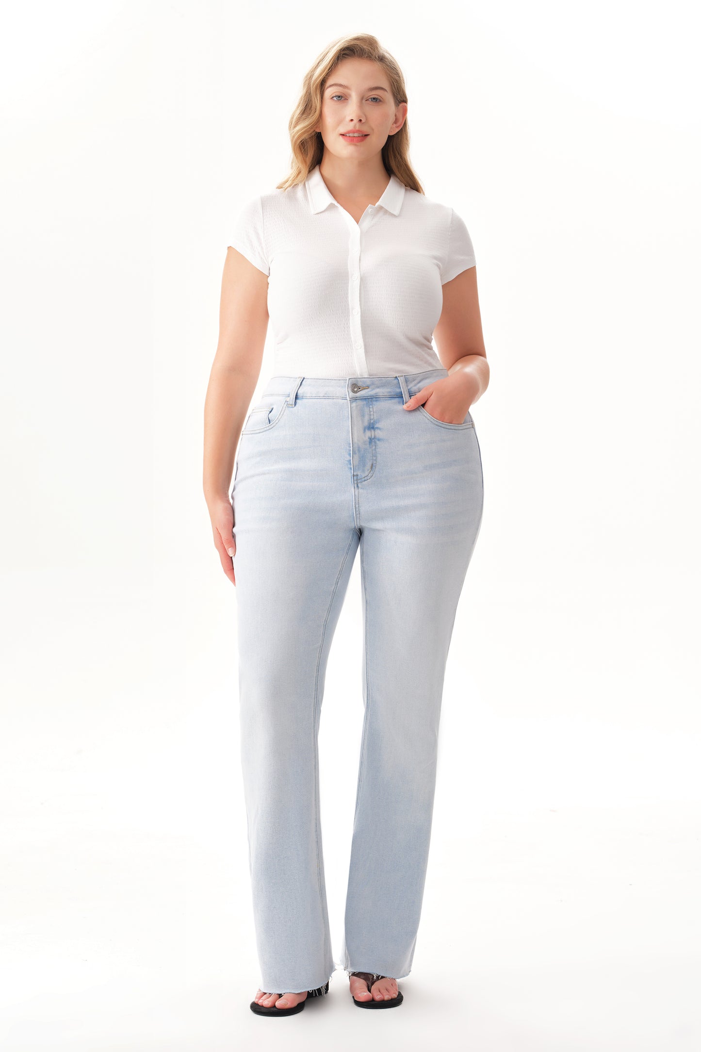 Plus Size High Rise Bootcut Denim Jeans OSF1149-P