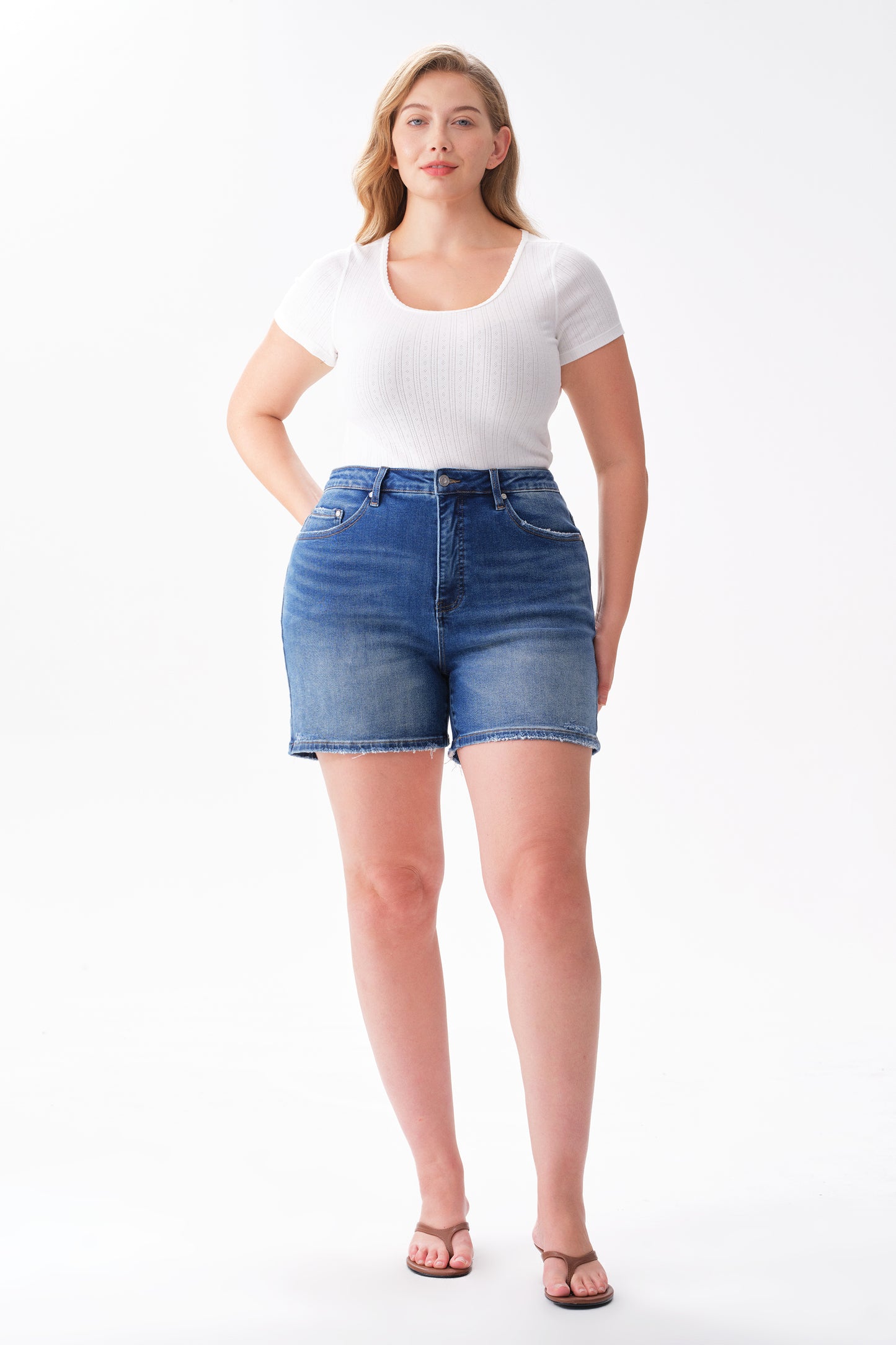 Plus High Rise Denim Shorts OSH6012-P